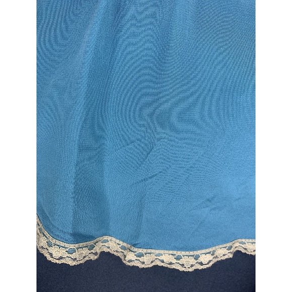 Vintage QS Silk Tank Peacock Blue Gray Lace Trim & Buttons Sleeveless Top Size S - Picture 9 of 12